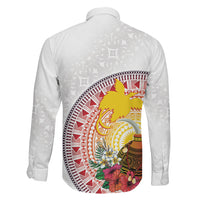 Hapi De Bilong Indipendens Papua New Guinea Family Matching Off Shoulder Short Dress and Hawaiian Shirt PNG Lime Pot LT7 Son's Shirt White - Polynesian Pride