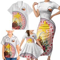 Hapi De Bilong Indipendens Papua New Guinea Family Matching Short Sleeve Bodycon Dress and Hawaiian Shirt PNG Lime Pot LT7 - Polynesian Pride