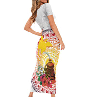 Hapi De Bilong Indipendens Papua New Guinea Short Sleeve Bodycon Dress PNG Lime Pot LT7 - Polynesian Pride