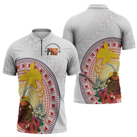 Hapi De Bilong Indipendens Papua New Guinea Zipper Polo Shirt PNG Lime Pot LT7 - Polynesian Pride