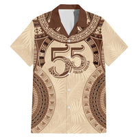 Bula Fiji Day 55th Anniversary Masi Tapa Family Matching Mermaid Dress and Hawaiian Shirt Emerald Jubilee - Beige - Polynesian Pride