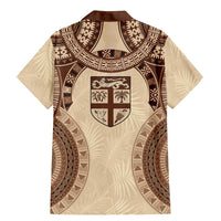 Bula Fiji Day 55th Anniversary Masi Tapa Family Matching Mermaid Dress and Hawaiian Shirt Emerald Jubilee - Beige - Polynesian Pride