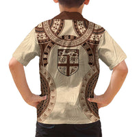 Bula Fiji Day 55th Anniversary Masi Tapa Family Matching Puletasi and Hawaiian Shirt Emerald Jubilee - Beige LT7 - Polynesian Pride
