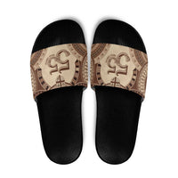 Bula Fiji Day 55th Anniversary Masi Tapa Slide Sandals Emerald Jubilee - Beige - Polynesian Pride