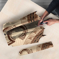 Bula Fiji Day 55th Anniversary Masi Tapa Umbrella Emerald Jubilee - Beige - Polynesian Pride