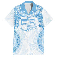 Bula Fiji Day 55th Anniversary Masi Tapa Family Matching Puletasi and Hawaiian Shirt Emerald Jubilee - Turquoise LT7 Dad's Shirt - Short Sleeve Turquoise - Polynesian Pride