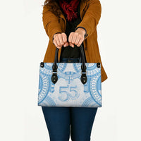 Bula Fiji Day 55th Anniversary Masi Tapa Leather Bag Emerald Jubilee - Turquoise - Polynesian Pride