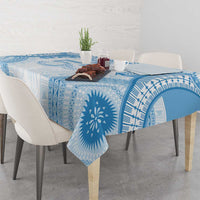 Bula Fiji Day 55th Anniversary Masi Tapa Tablecloth Emerald Jubilee - Turquoise - Polynesian Pride