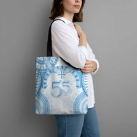 Bula Fiji Day 55th Anniversary Masi Tapa Tote Bag Emerald Jubilee - Turquoise - Polynesian Pride