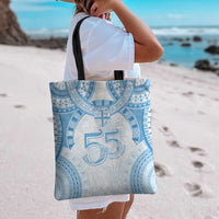 Bula Fiji Day 55th Anniversary Masi Tapa Tote Bag Emerald Jubilee - Turquoise - Polynesian Pride