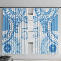 Bula Fiji Day 55th Anniversary Masi Tapa Window Curtain Emerald Jubilee - Turquoise - Polynesian Pride