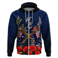 Anzac Day Aussie Mix Maori In Memories Hoodie LT7 Zip Hoodie Blue - Polynesian Pride