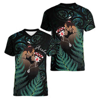 Maori Hongi Valentine Women V-Neck T-Shirt Aroha Ahau Ki A Koe