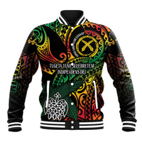 Vanuatu Indipendens Dei Baseball Jacket Mix Traditional Sand Drawing