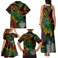 Vanuatu Indipendens Dei Family Matching Tank Maxi Dress and Hawaiian Shirt Mix Traditional Sand Drawing