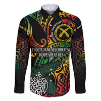 Vanuatu Indipendens Dei Family Matching Tank Maxi Dress and Hawaiian Shirt Mix Traditional Sand Drawing