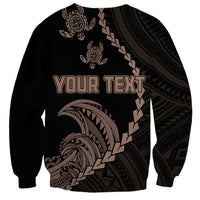 Personalised Guam Sweatshirt Tribal Turtles Curves Style - Brown LT7 - Polynesian Pride