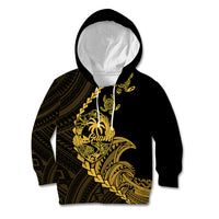 Personalised Guam Kid Hoodie Tribal Turtles Curves Style - Gold LT7 Hoodie Gold - Polynesian Pride