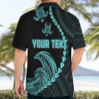Personalised Guam Hawaiian Shirt Tribal Turtles Curves Style - Turquoise LT7 - Polynesian Pride