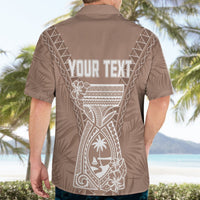 Personalised Guam Hawaiian Shirt Chamoro Latte Stone Mix Tropical - Brown LT7 - Polynesian Pride
