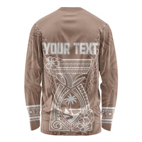 Personalised Guam Long Sleeve Shirt Chamoro Latte Stone Mix Tropical - Brown LT7 - Polynesian Pride