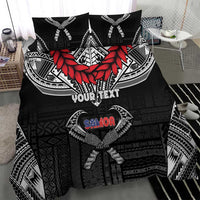 Personalized Talofa Samoa Bedding Set Ulafala With Toa Nifo'oti - Black