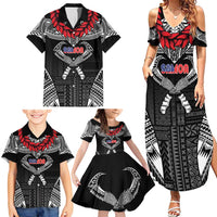 Personalized Talofa Samoa Family Matching Summer Maxi Dress and Hawaiian Shirt Ulafala With Toa Nifo'oti - Black