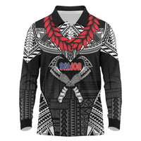 Personalized Talofa Samoa Long Sleeve Polo Shirt Ulafala With Toa Nifo'oti - Black