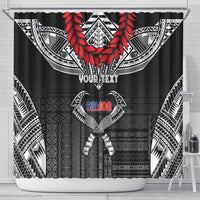 Personalized Talofa Samoa Shower Curtain Ulafala With Toa Nifo'oti - Black