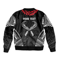 Personalized Talofa Samoa Sleeve Zip Bomber Jacket Ulafala With Toa Nifo'oti - Black