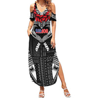 Personalized Talofa Samoa Summer Maxi Dress Ulafala With Toa Nifo'oti - Black