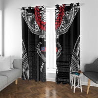 Personalized Talofa Samoa Window Curtain Ulafala With Toa Nifo'oti - Black