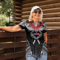 Personalized Talofa Samoa Women Polo Shirt Ulafala With Toa Nifo'oti - Black