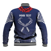 Personalized Talofa Samoa Baseball Jacket Ulafala With Toa Nifo'oti - Blue