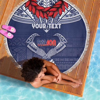Personalized Talofa Samoa Beach Blanket Ulafala With Toa Nifo'oti - Blue