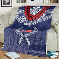 Personalized Talofa Samoa Blanket Ulafala With Toa Nifo'oti - Blue