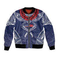 Personalized Talofa Samoa Bomber Jacket Ulafala With Toa Nifo'oti - Blue