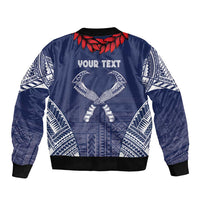 Personalized Talofa Samoa Bomber Jacket Ulafala With Toa Nifo'oti - Blue