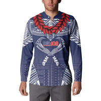 Personalized Talofa Samoa Button Sweatshirt Ulafala With Toa Nifo'oti - Blue