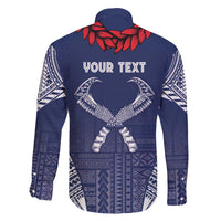 Personalized Talofa Samoa Family Matching Long Sleeve Bodycon Dress and Hawaiian Shirt Ulafala With Toa Nifo'oti - Blue