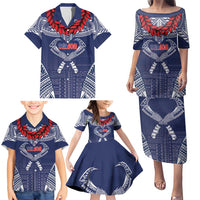 Personalized Talofa Samoa Family Matching Puletasi and Hawaiian Shirt Ulafala With Toa Nifo'oti - Blue