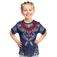 Personalized Talofa Samoa Kid T Shirt Ulafala With Toa Nifo'oti - Blue