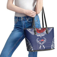 Personalized Talofa Samoa Leather Tote Bag Ulafala With Toa Nifo'oti - Blue