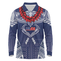 Personalized Talofa Samoa Long Sleeve Polo Shirt Ulafala With Toa Nifo'oti - Blue