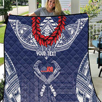Personalized Talofa Samoa Quilt Ulafala With Toa Nifo'oti - Blue