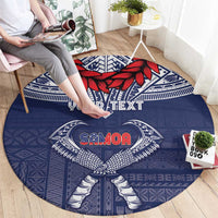 Personalized Talofa Samoa Round Carpet Ulafala With Toa Nifo'oti - Blue