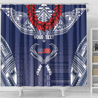 Personalized Talofa Samoa Shower Curtain Ulafala With Toa Nifo'oti - Blue