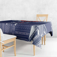 Personalized Talofa Samoa Tablecloth Ulafala With Toa Nifo'oti - Blue