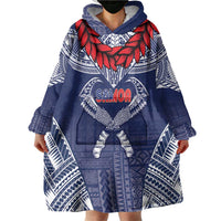 Personalized Talofa Samoa Wearable Blanket Hoodie Ulafala With Toa Nifo'oti - Blue