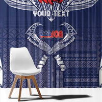 Personalized Talofa Samoa Window Curtain Ulafala With Toa Nifo'oti - Blue